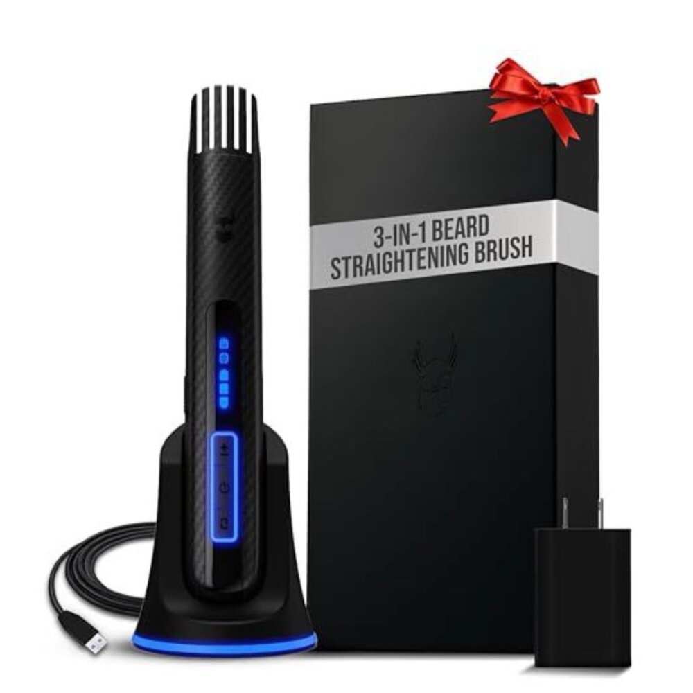 Beard Struggle Carbon X Heated Beard Brush, Cordless Beard Straightener for Men